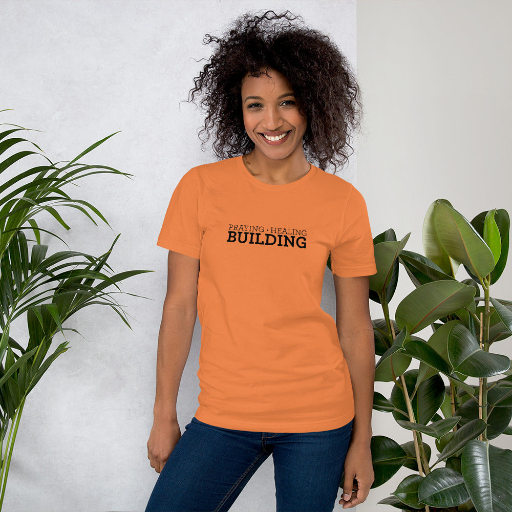 Praying, Healing, Building: Unisex T-Shirt
